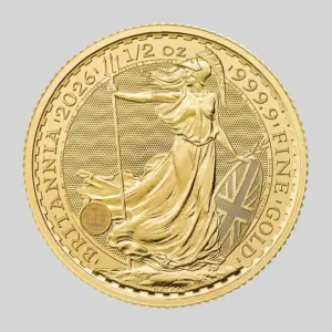 Britannia-kultakolikko 1/2 oz, tuotekuva.