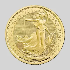 Britannia-kultakolikko 1/4 oz, tuotekuva.