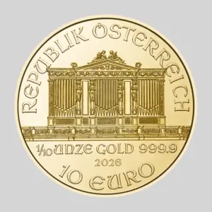 Vienna Philharmonic -kultakolikko 1/10 oz, tuotekuva.